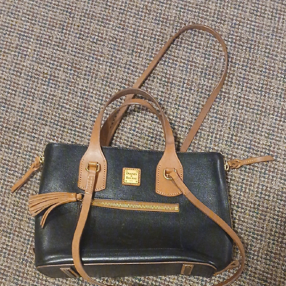 SOLD Dooney & Bourke Black and Tan Satchel